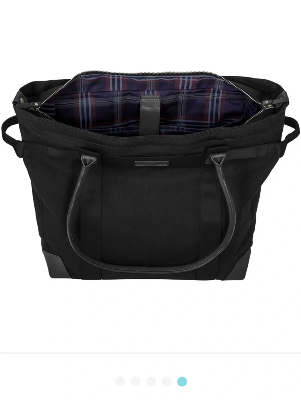 Brooks Brothers Black Wells Laptop Tote Canvas Leather Unisex